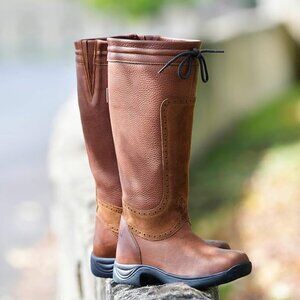 Dublin Lagan Brown Leather & Suede Waterproof Tall Boots Equestrian, Women's 11